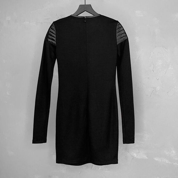 NWT BLK DNM Dress 26 Wool Blend Knit Dress With Leather Details Women's XS NEW - Picture 4 of 5